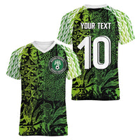 Custom Nigeria National Football Women V-Neck T-Shirt Super Eagles-Feather Shoulders Sleeves Armor - Wonder Print Shop