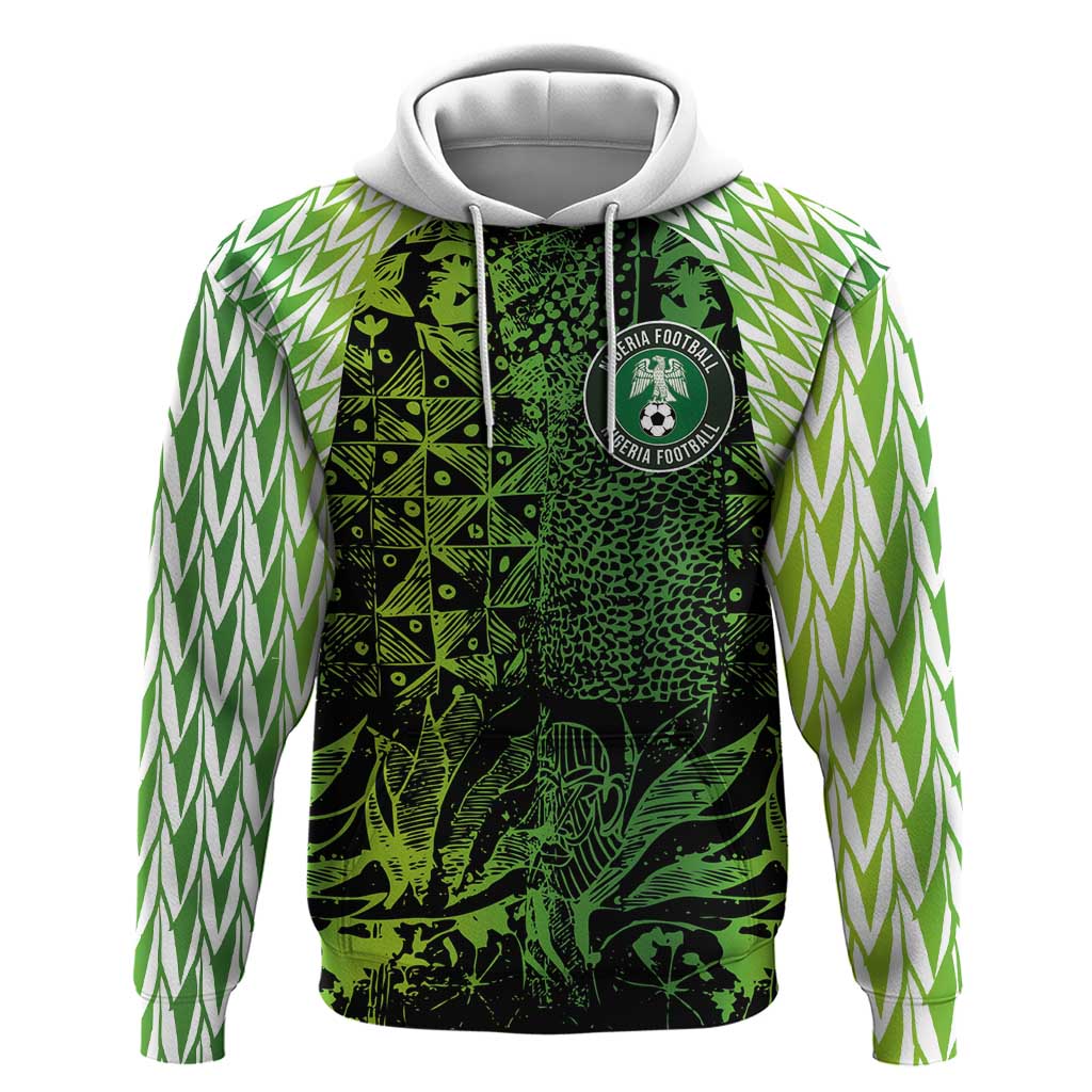 Custom Nigeria National Football Zip Hoodie Super Eagles-Feather Shoulders Sleeves Armor - Wonder Print Shop