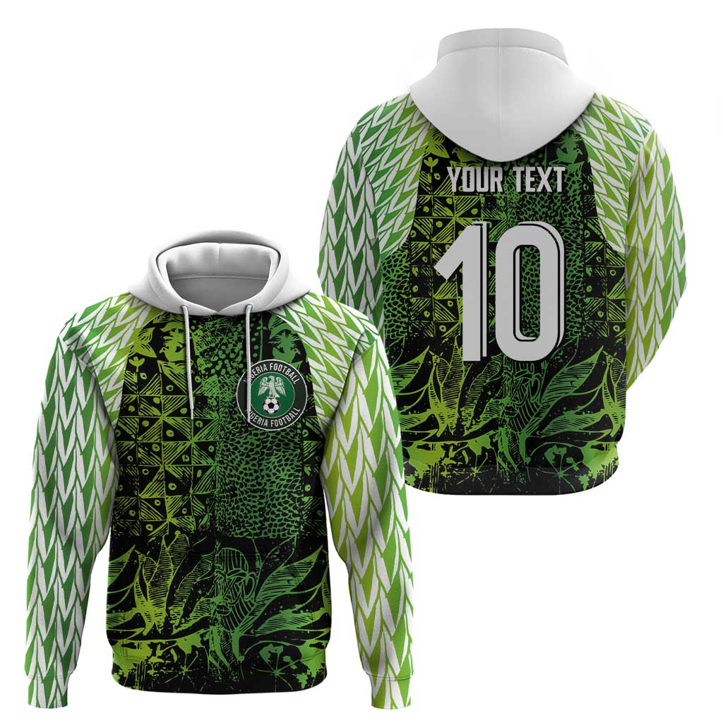 Custom Nigeria National Football Zip Hoodie Super Eagles-Feather Shoulders Sleeves Armor - Wonder Print Shop