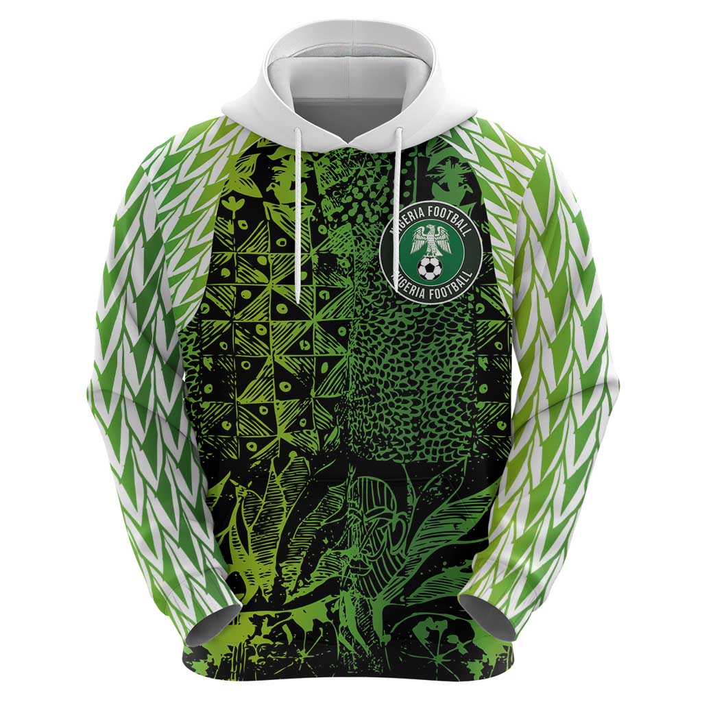 Custom Nigeria National Football Zip Hoodie Super Eagles-Feather Shoulders Sleeves Armor - Wonder Print Shop