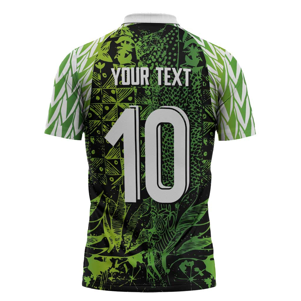 Custom Nigeria National Football Zipper Polo Shirt Super Eagles-Feather Shoulders Sleeves Armor - Wonder Print Shop