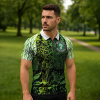 Custom Nigeria National Football Zipper Polo Shirt Super Eagles-Feather Shoulders Sleeves Armor - Wonder Print Shop