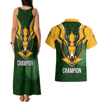 South Africa Rugby Couples Matching Tank Maxi Dress and Hawaiian Shirt Springbok Mascot History Champion World Rugby 2023 - Wonder Print Shop