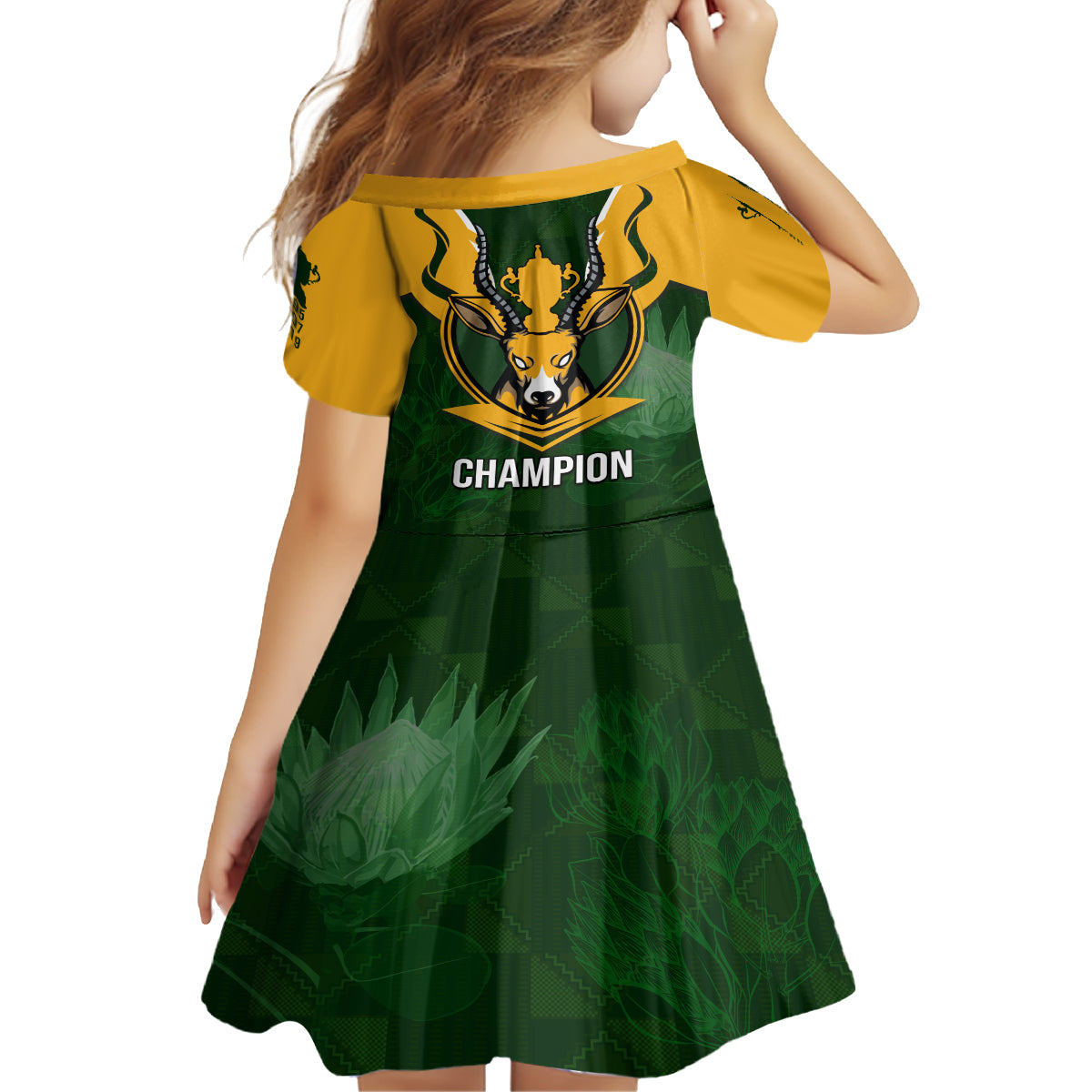 South Africa Rugby Family Matching Summer Maxi Dress and Hawaiian Shirt Springbok Mascot History Champion World Rugby 2023 - Wonder Print Shop