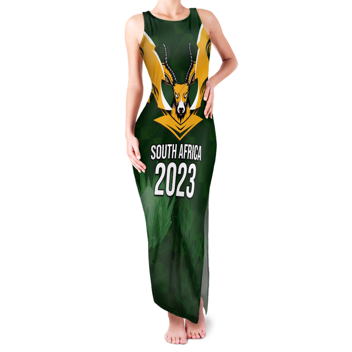 South Africa Rugby Family Matching Tank Maxi Dress and Hawaiian Shirt Springbok Mascot History Champion World Rugby 2023 - Wonder Print Shop