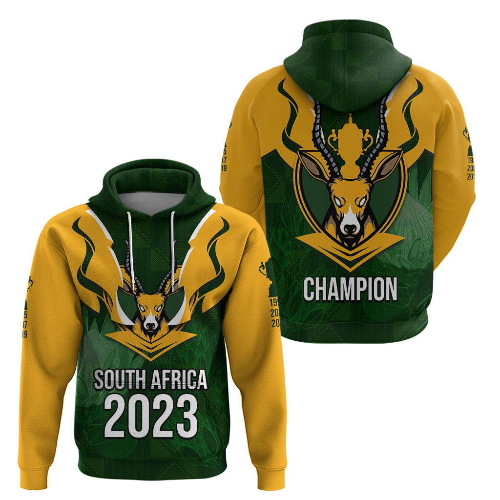 South Africa Rugby Hoodie Springbok Mascot History Champion World Rugby 2023 - Wonder Print Shop