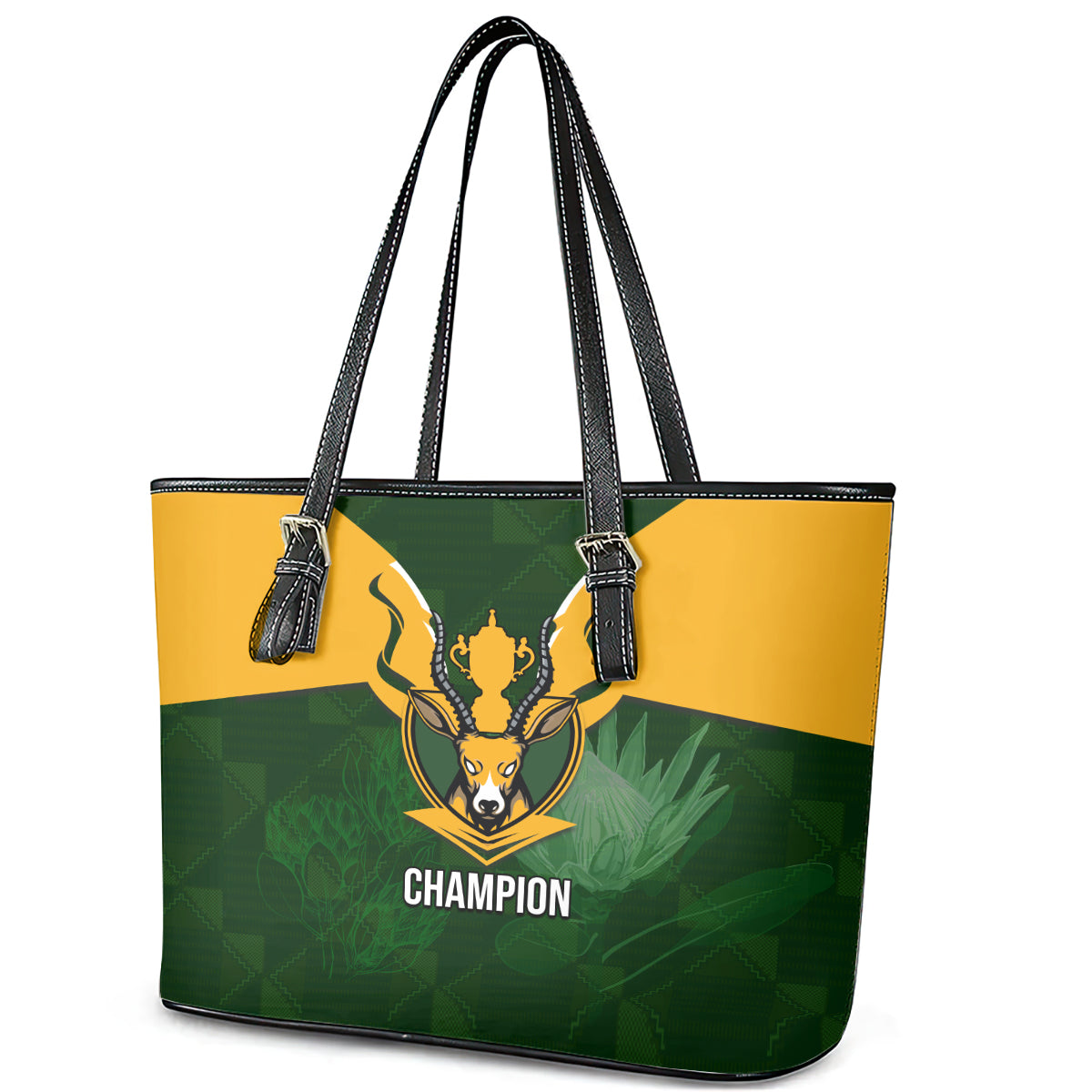 South Africa Rugby Leather Tote Bag Springbok Mascot History Champion World Rugby 2023 - Wonder Print Shop