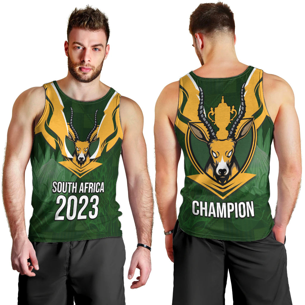 South Africa Rugby Men Tank Top Springbok Mascot History Champion World Rugby 2023 - Wonder Print Shop