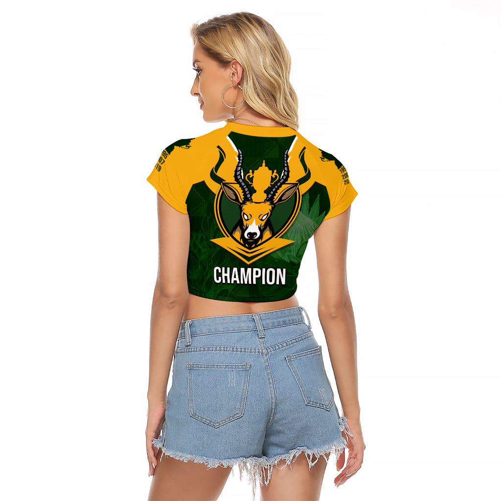 South Africa Rugby Raglan Cropped T Shirt Springbok Mascot History Champion World Rugby 2023 - Wonder Print Shop