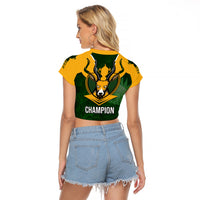 South Africa Rugby Raglan Cropped T Shirt Springbok Mascot History Champion World Rugby 2023 - Wonder Print Shop