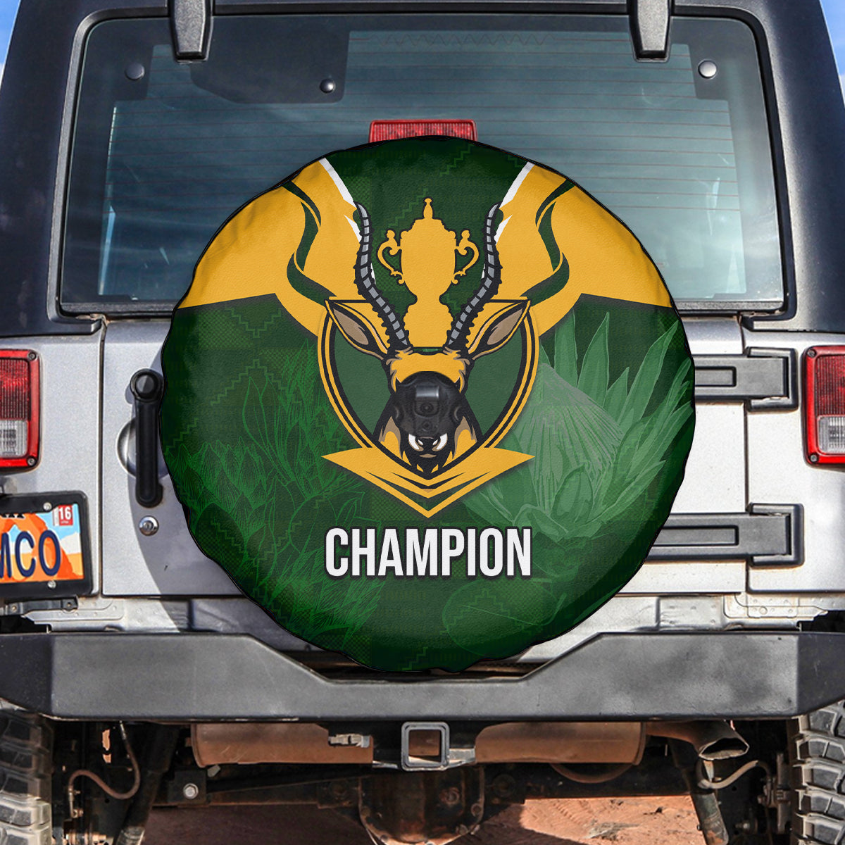 South Africa Rugby Spare Tire Cover Springbok Mascot History Champion World Rugby 2023 - Wonder Print Shop