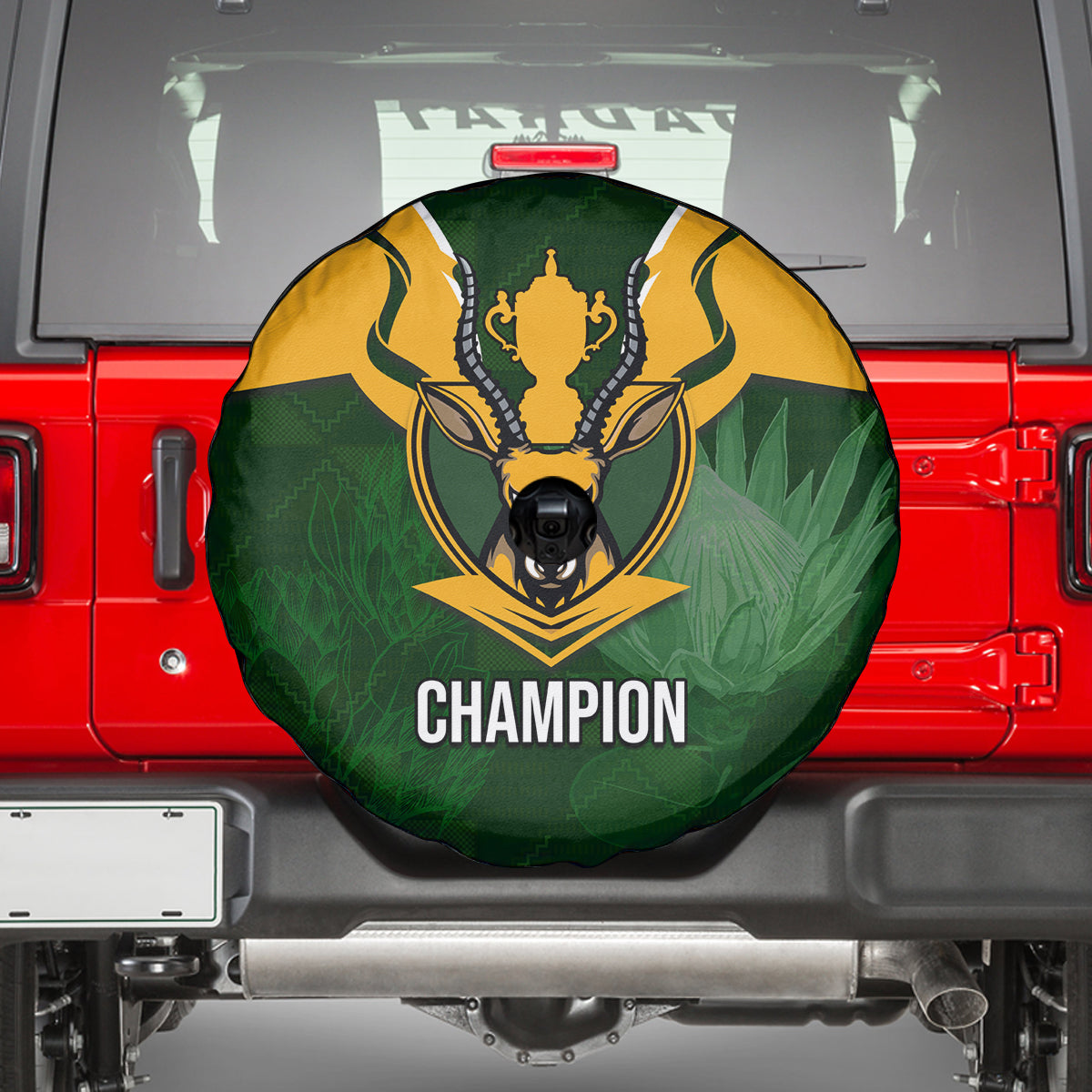 South Africa Rugby Spare Tire Cover Springbok Mascot History Champion World Rugby 2023 - Wonder Print Shop
