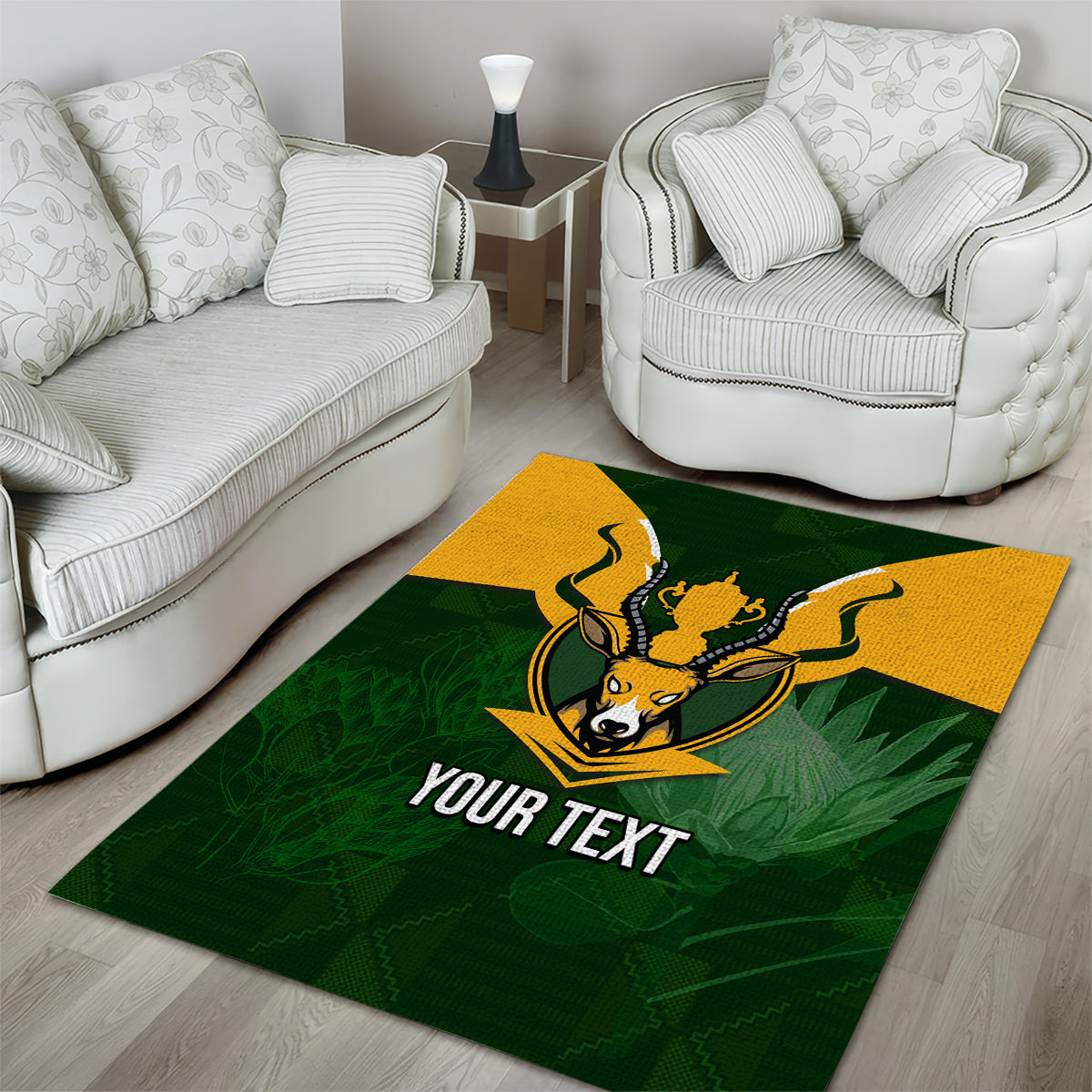 Personalised South Africa Rugby Area Rug Springbok Mascot History Champion World Rugby 2023 - Wonder Print Shop