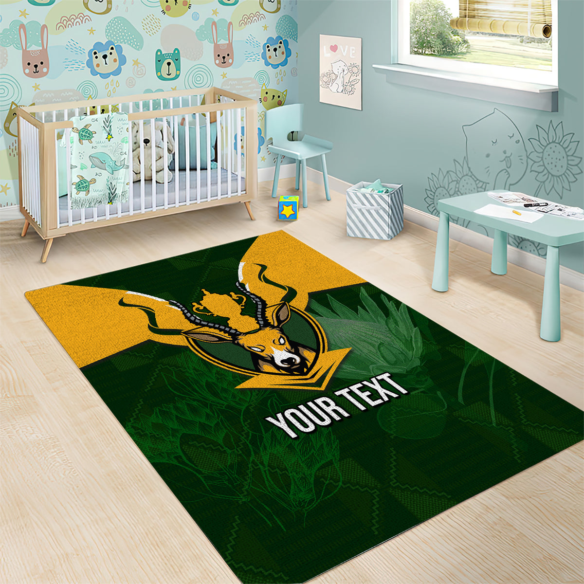 Personalised South Africa Rugby Area Rug Springbok Mascot History Champion World Rugby 2023 - Wonder Print Shop