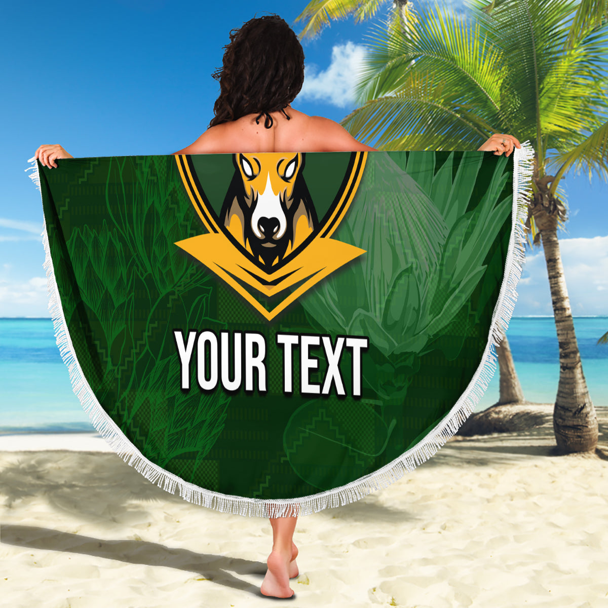 Personalised South Africa Rugby Beach Blanket Springbok Mascot History Champion World Rugby 2023 - Wonder Print Shop