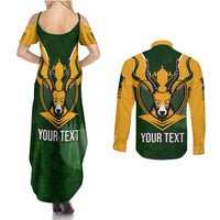 Personalised South Africa Rugby Couples Matching Summer Maxi Dress and Long Sleeve Button Shirt Springbok Mascot History Champion World Rugby 2023 - Wonder Print Shop