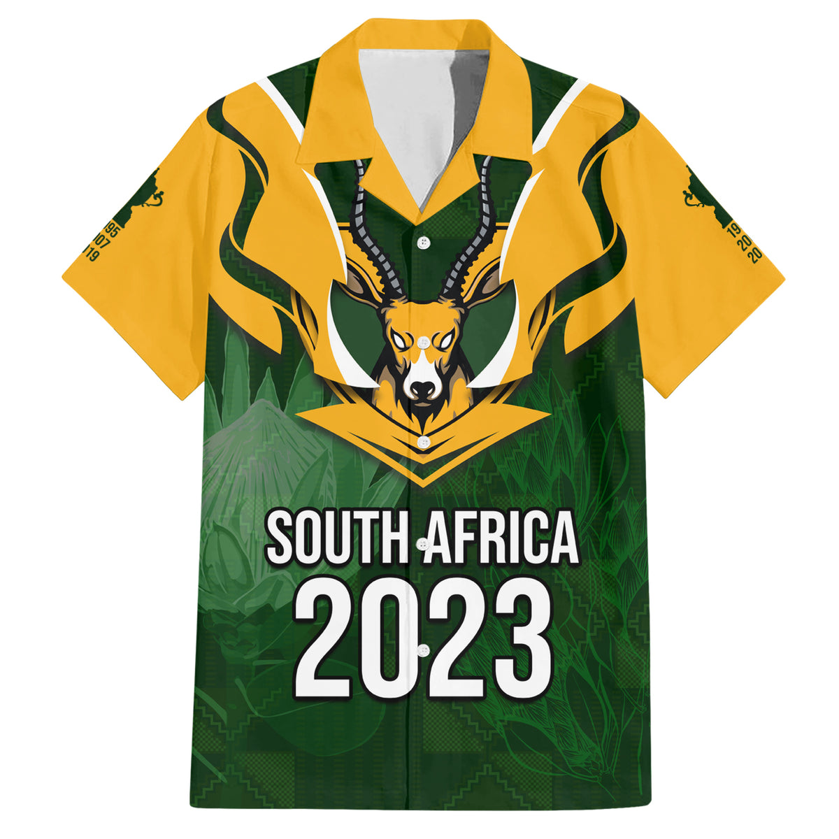 Personalised South Africa Rugby Family Matching Short Sleeve Bodycon Dress and Hawaiian Shirt Springbok Mascot History Champion World Rugby 2023 - Wonder Print Shop