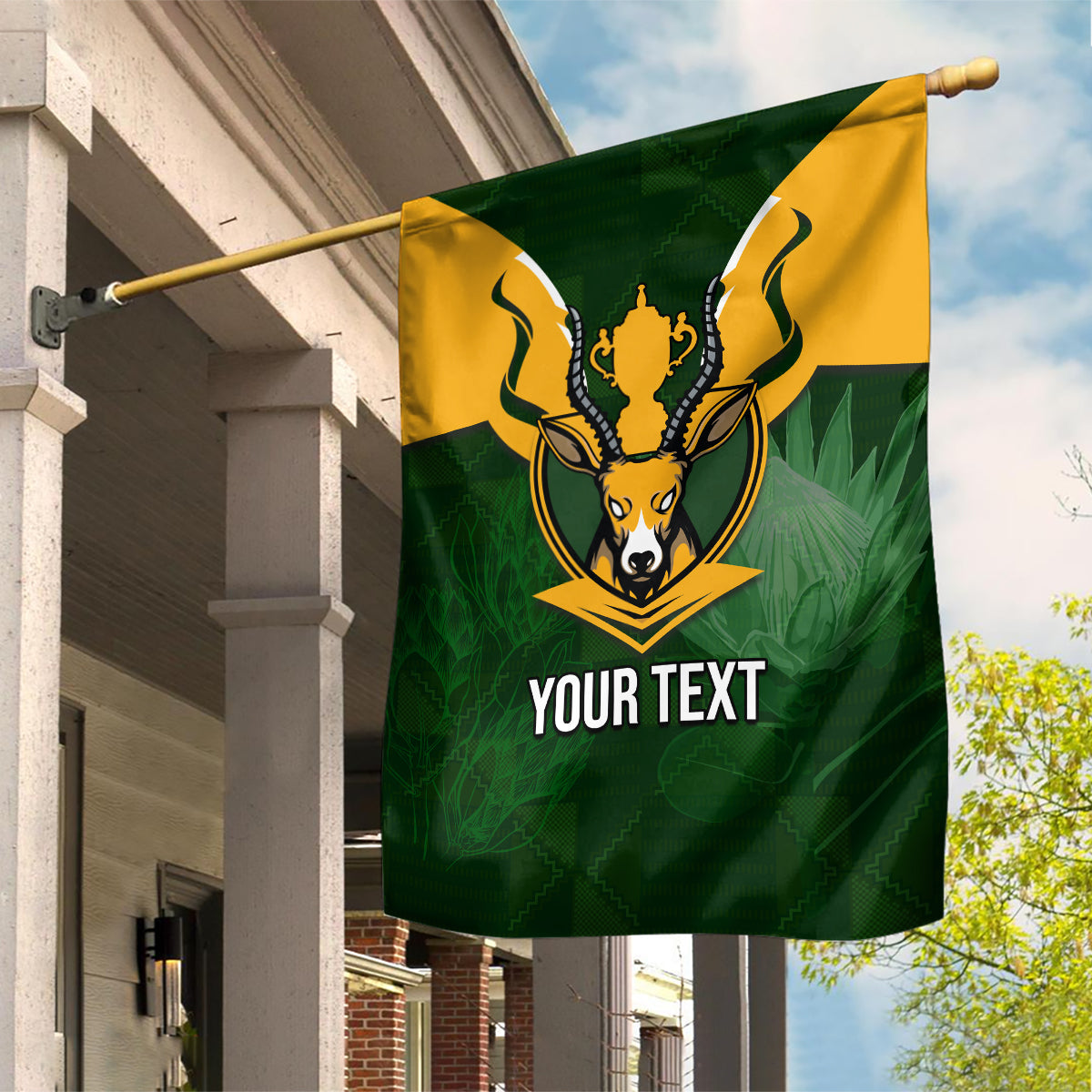 Personalised South Africa Rugby Garden Flag Springbok Mascot History Champion World Rugby 2023 - Wonder Print Shop