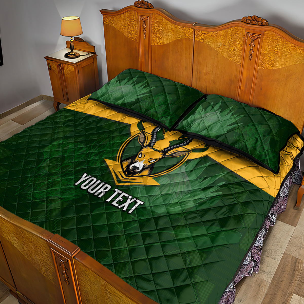 Personalised South Africa Rugby Quilt Bed Set Springbok Mascot History Champion World Rugby 2023 - Wonder Print Shop
