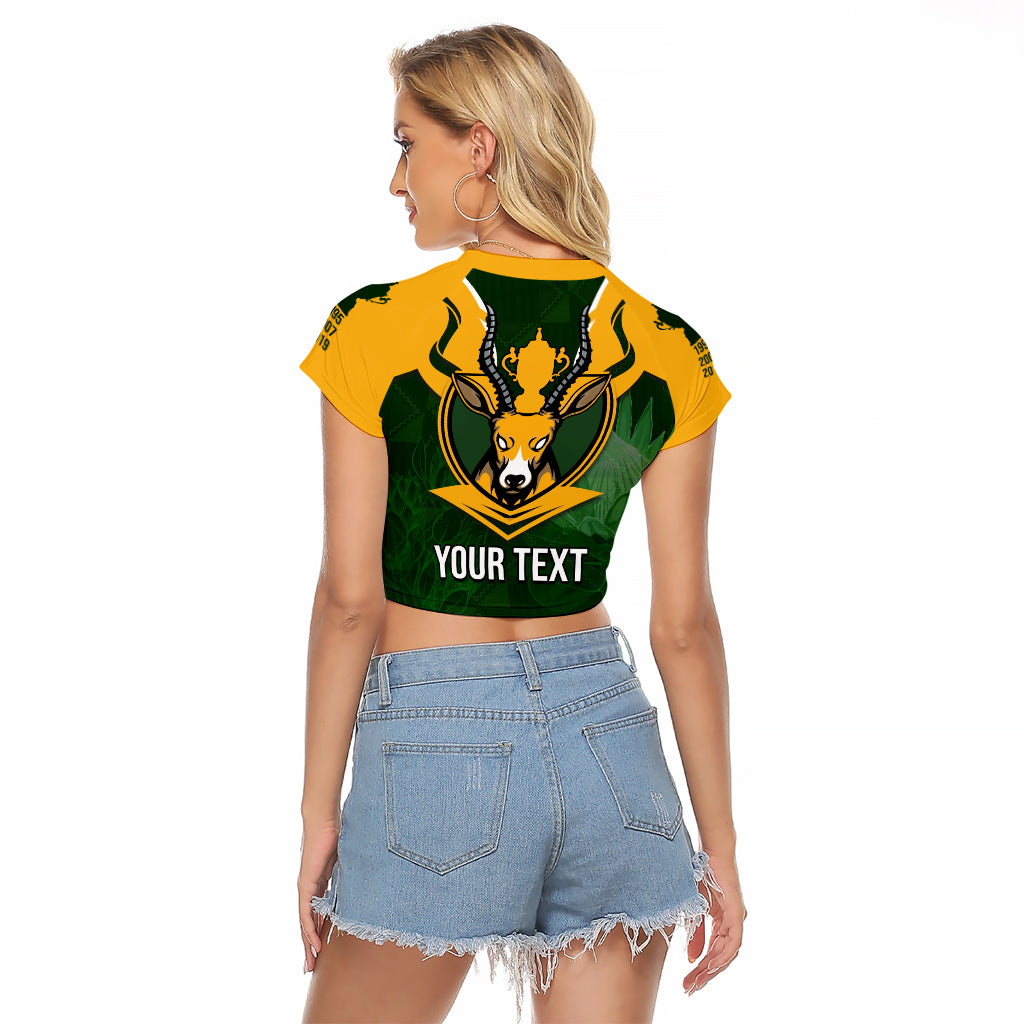 Personalised South Africa Rugby Raglan Cropped T Shirt Springbok Mascot History Champion World Rugby 2023 - Wonder Print Shop