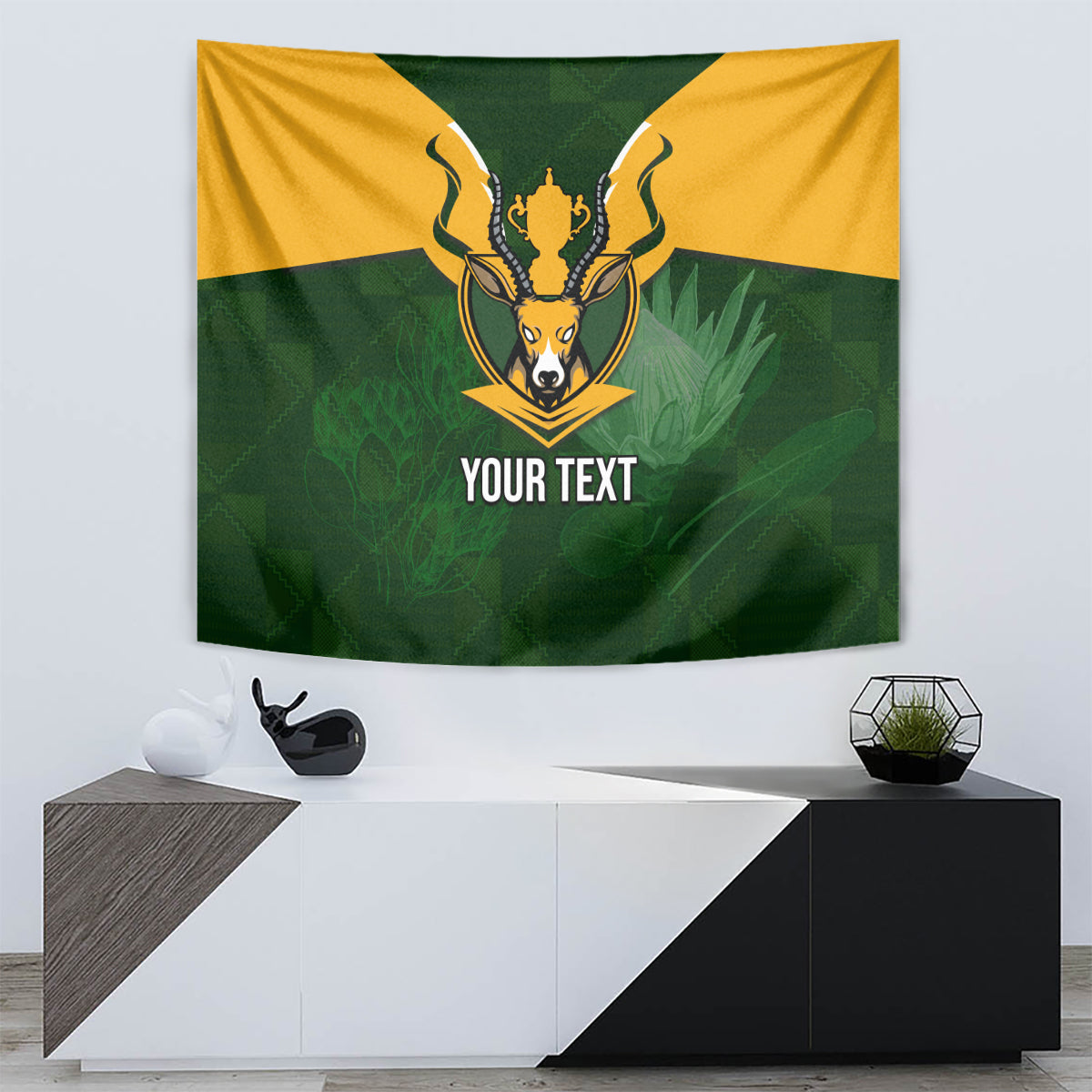 Personalised South Africa Rugby Tapestry Springbok Mascot History Champion World Rugby 2023 - Wonder Print Shop
