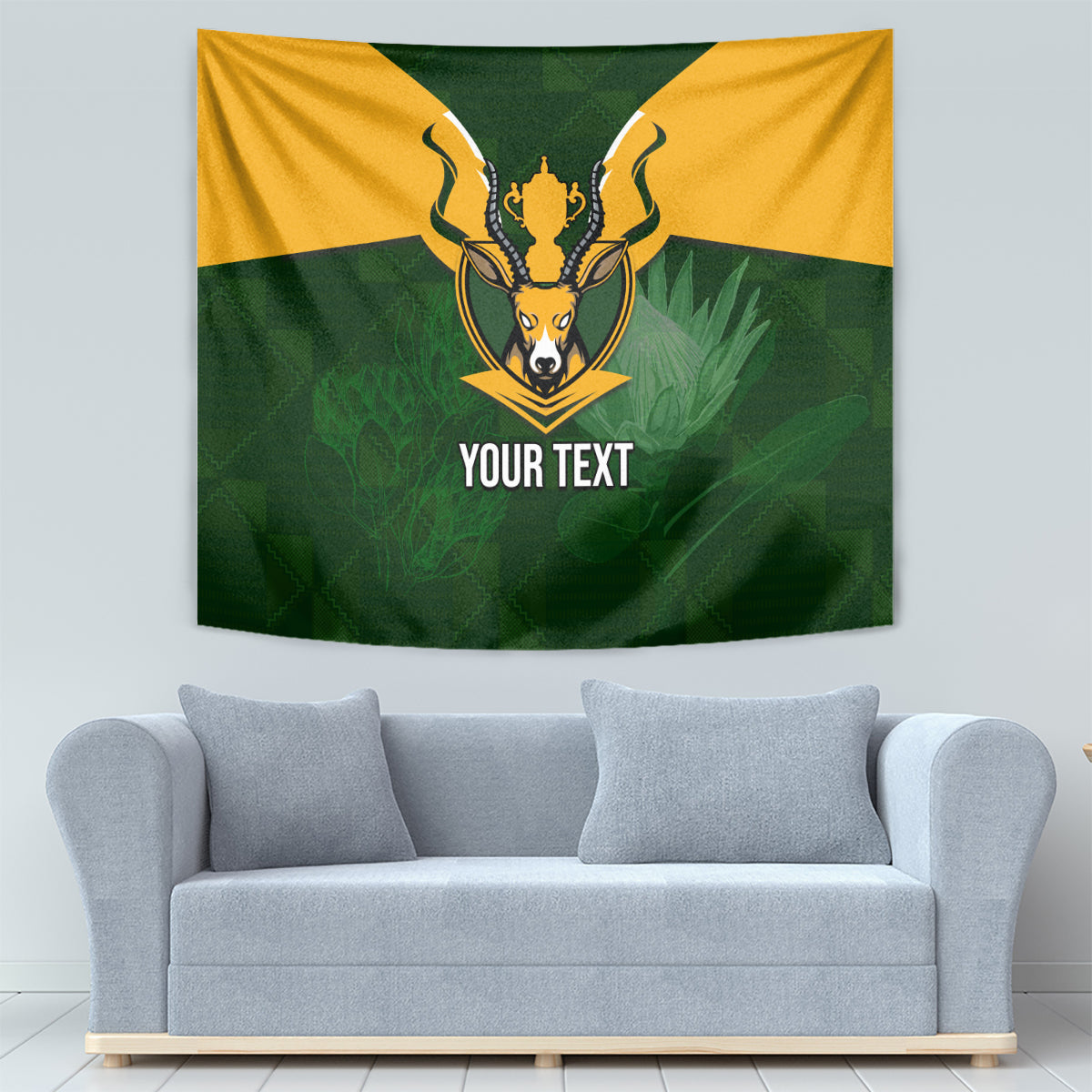 Personalised South Africa Rugby Tapestry Springbok Mascot History Champion World Rugby 2023 - Wonder Print Shop