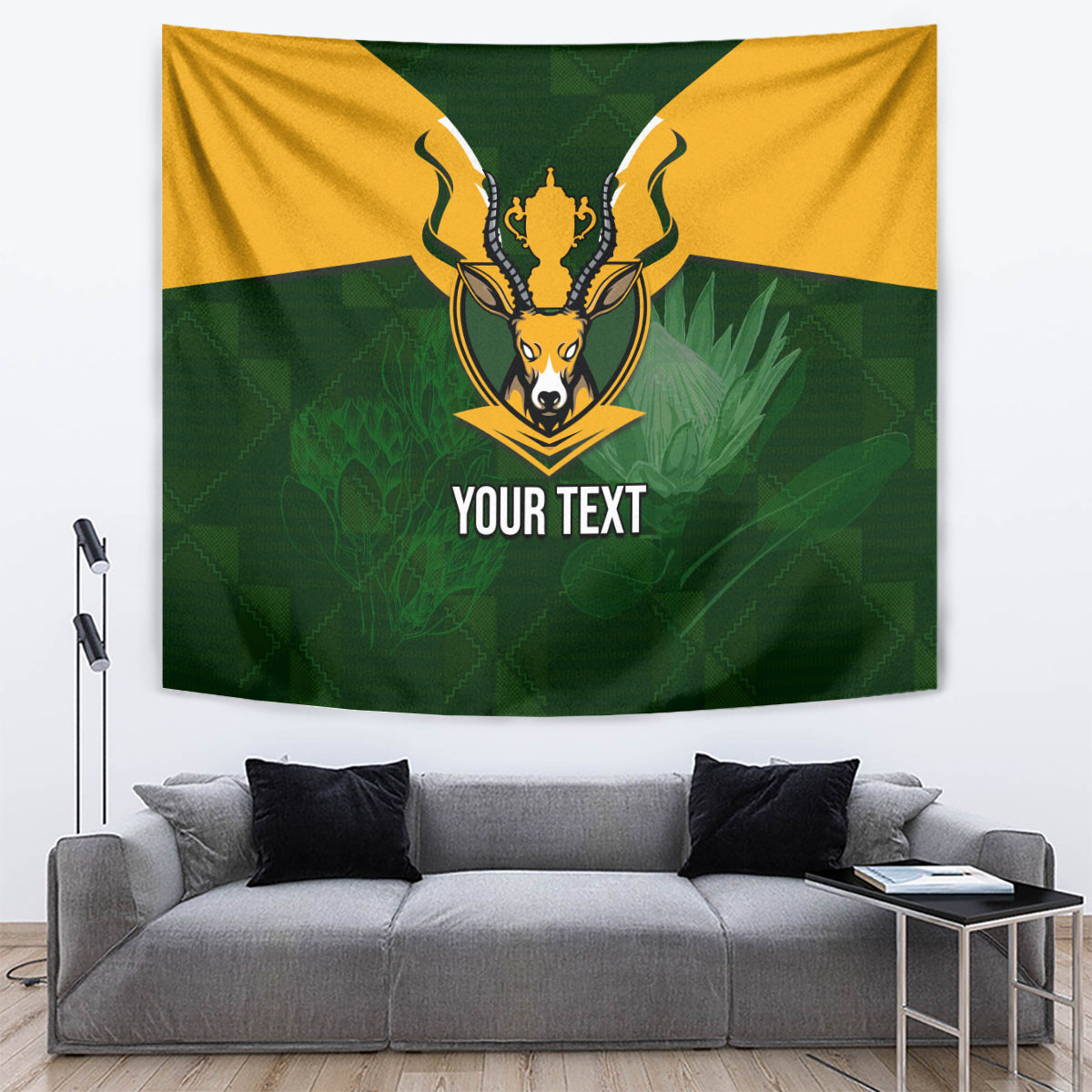 Personalised South Africa Rugby Tapestry Springbok Mascot History Champion World Rugby 2023 - Wonder Print Shop