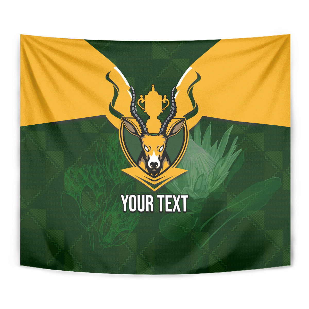 Personalised South Africa Rugby Tapestry Springbok Mascot History Champion World Rugby 2023 - Wonder Print Shop