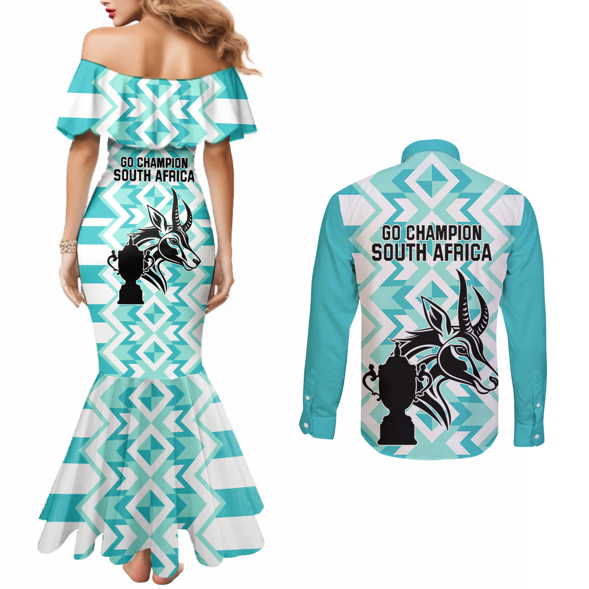 south-africa-rugby-couples-matching-mermaid-dress-and-long-sleeve-button-shirt-commemorative-world-cup-winners-2023