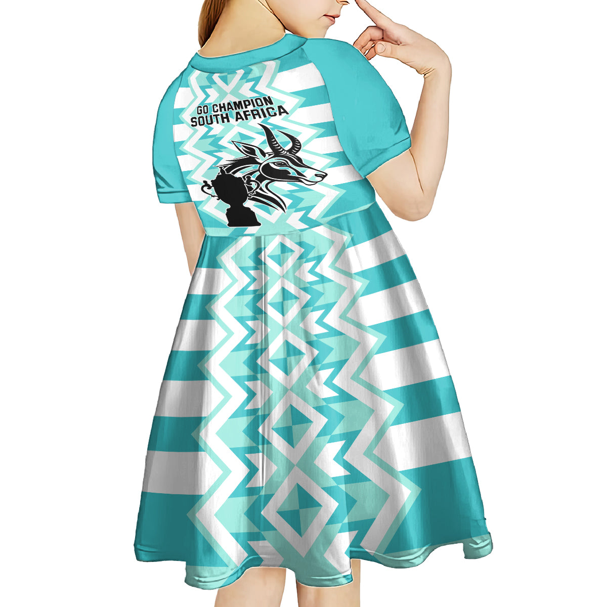South Africa Rugby Kid Short Sleeve Dress Commemorative World Cup Winners 2023 - Wonder Print Shop