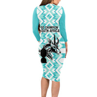South Africa Rugby Long Sleeve Bodycon Dress Commemorative World Cup Winners 2023 - Wonder Print Shop