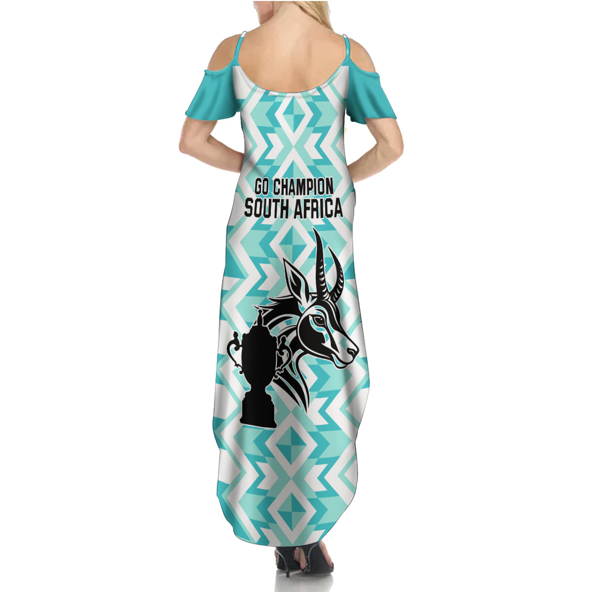 South Africa Rugby Summer Maxi Dress Commemorative World Cup Winners 2023 - Wonder Print Shop