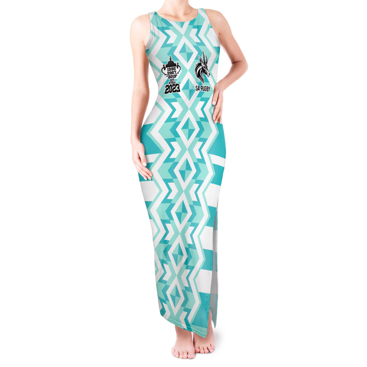South Africa Rugby Tank Maxi Dress Commemorative World Cup Winners 2023 - Wonder Print Shop