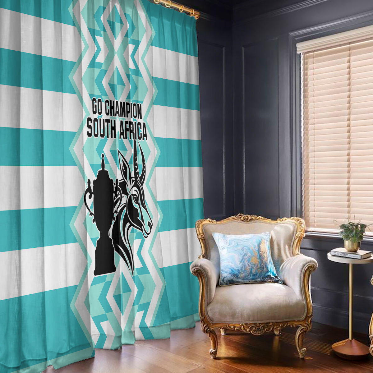South Africa Rugby Window Curtain Commemorative World Cup Winners 2023 - Wonder Print Shop