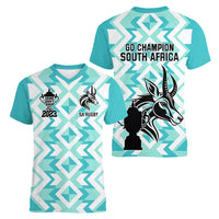 South Africa Rugby Women V Neck T Shirt Commemorative World Cup Winners 2023 - Wonder Print Shop