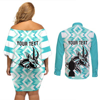 Personalised South Africa Rugby Couples Matching Off Shoulder Short Dress and Long Sleeve Button Shirt Commemorative World Cup Winners 2023 - Wonder Print Shop