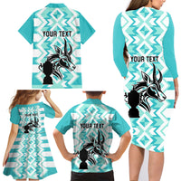 Personalised South Africa Rugby Family Matching Long Sleeve Bodycon Dress and Hawaiian Shirt Commemorative World Cup Winners 2023 - Wonder Print Shop