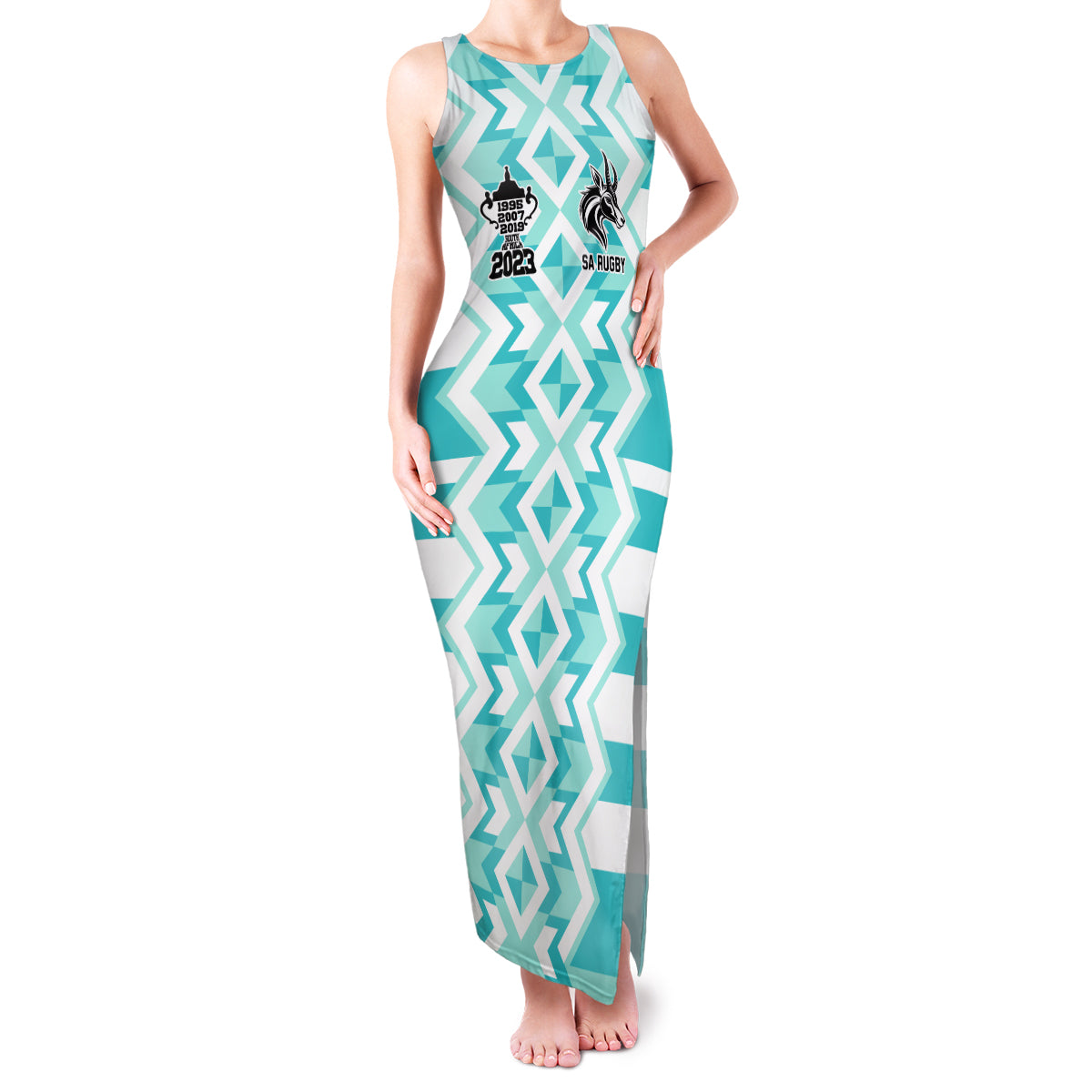 Personalised South Africa Rugby Family Matching Tank Maxi Dress and Hawaiian Shirt Commemorative World Cup Winners 2023 - Wonder Print Shop