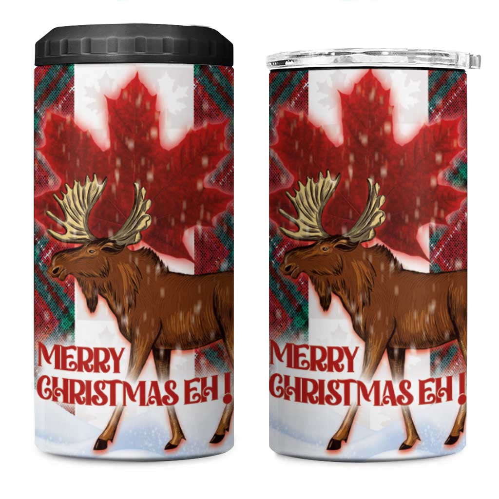 Canadian Christmas - Moose and Maple Retro Style 4 in 1 Can Cooler Tumbler - Wonder Print Shop
