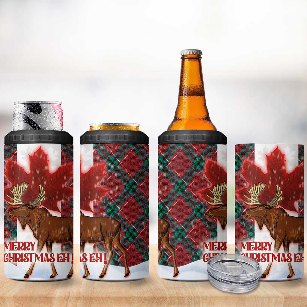 Canadian Christmas - Moose and Maple Retro Style 4 in 1 Can Cooler Tumbler - Wonder Print Shop