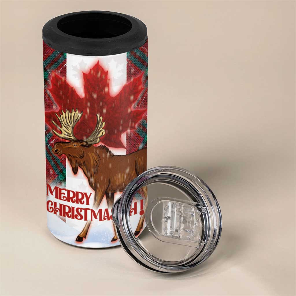 Canadian Christmas - Moose and Maple Retro Style 4 in 1 Can Cooler Tumbler - Wonder Print Shop