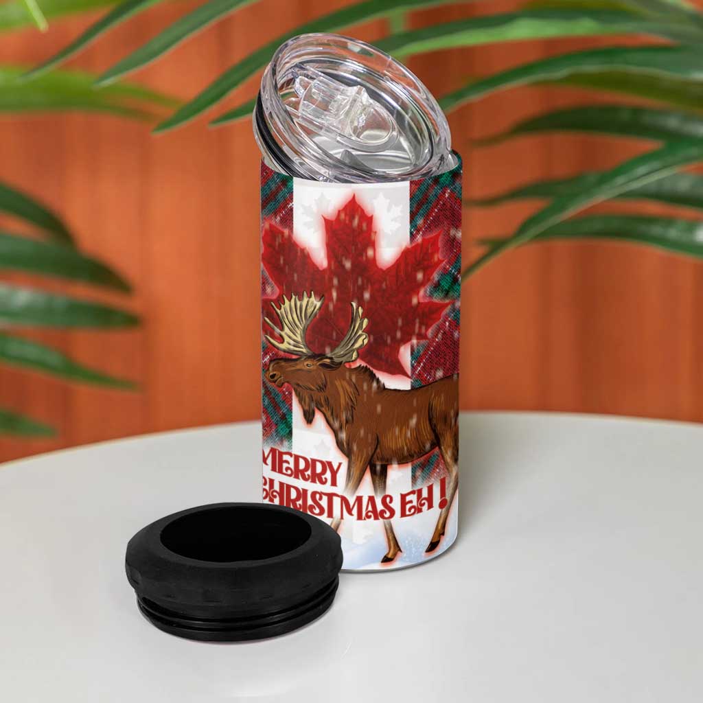 Canadian Christmas - Moose and Maple Retro Style 4 in 1 Can Cooler Tumbler - Wonder Print Shop