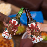 Canadian Christmas - Moose and Maple Retro Style 4 in 1 Can Cooler Tumbler - Wonder Print Shop