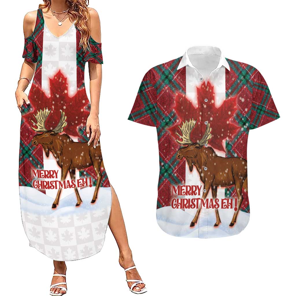 Canadian Christmas - Moose and Maple Retro Style Couples Matching Summer Maxi Dress and Hawaiian Shirt - Wonder Print Shop