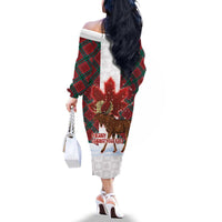 Canadian Christmas - Moose and Maple Retro Style Family Matching Off The Shoulder Long Sleeve Dress and Hawaiian Shirt - Wonder Print Shop