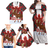 Canadian Christmas - Moose and Maple Retro Style Family Matching Off Shoulder Maxi Dress and Hawaiian Shirt - Wonder Print Shop