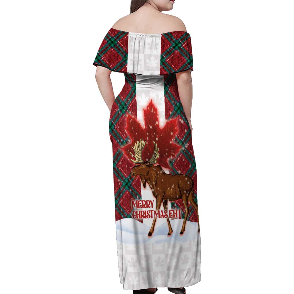 Canadian Christmas - Moose and Maple Retro Style Family Matching Off Shoulder Maxi Dress and Hawaiian Shirt - Wonder Print Shop