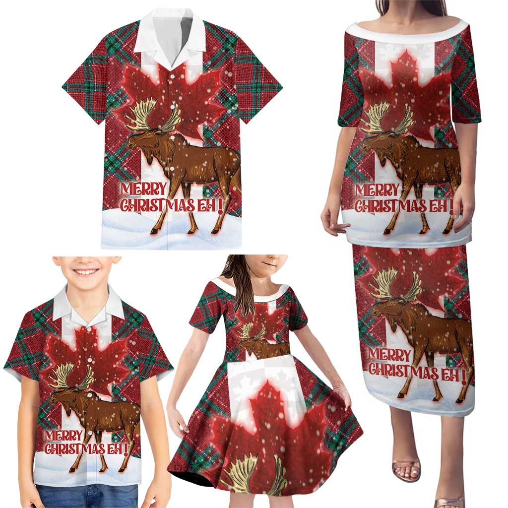 Canadian Christmas - Moose and Maple Retro Style Family Matching Puletasi and Hawaiian Shirt - Wonder Print Shop
