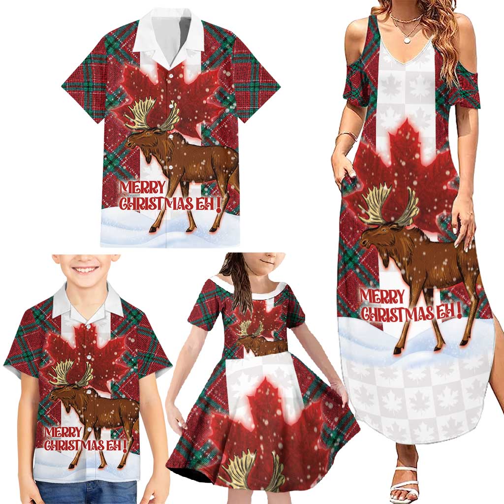 Canadian Christmas - Moose and Maple Retro Style Family Matching Summer Maxi Dress and Hawaiian Shirt - Wonder Print Shop
