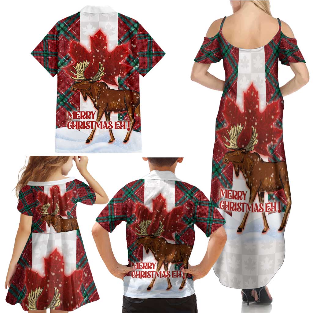 Canadian Christmas - Moose and Maple Retro Style Family Matching Summer Maxi Dress and Hawaiian Shirt - Wonder Print Shop